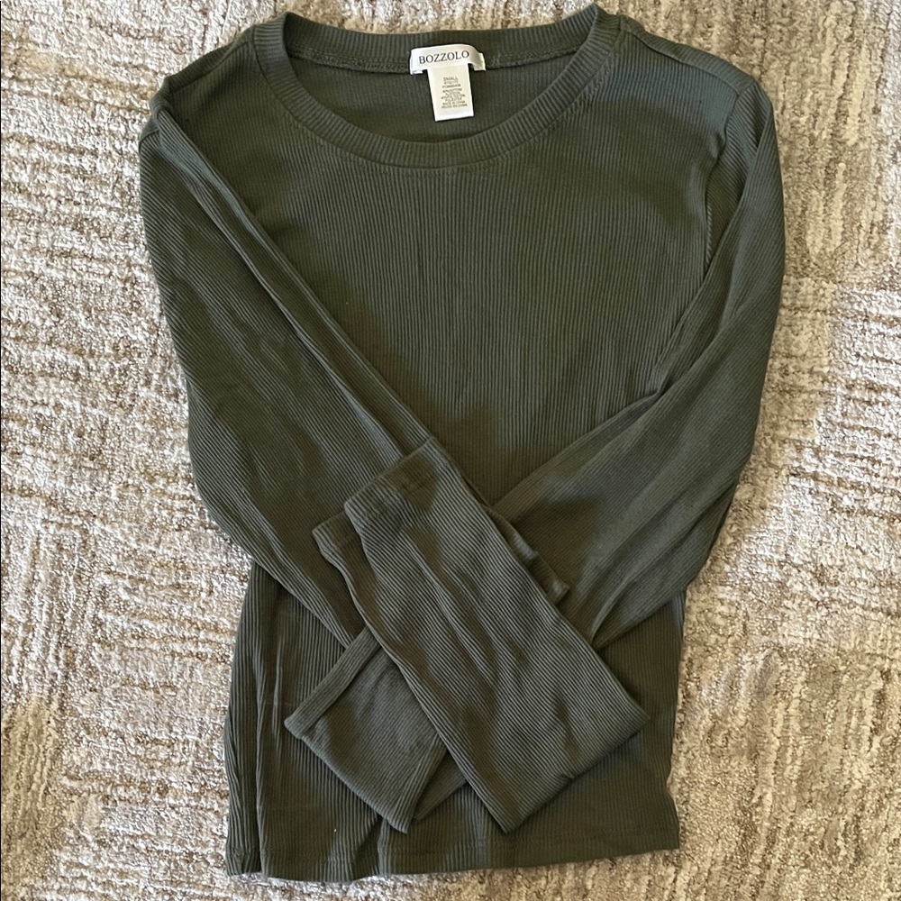 Bozzolo Sage Green Ribbed Top
